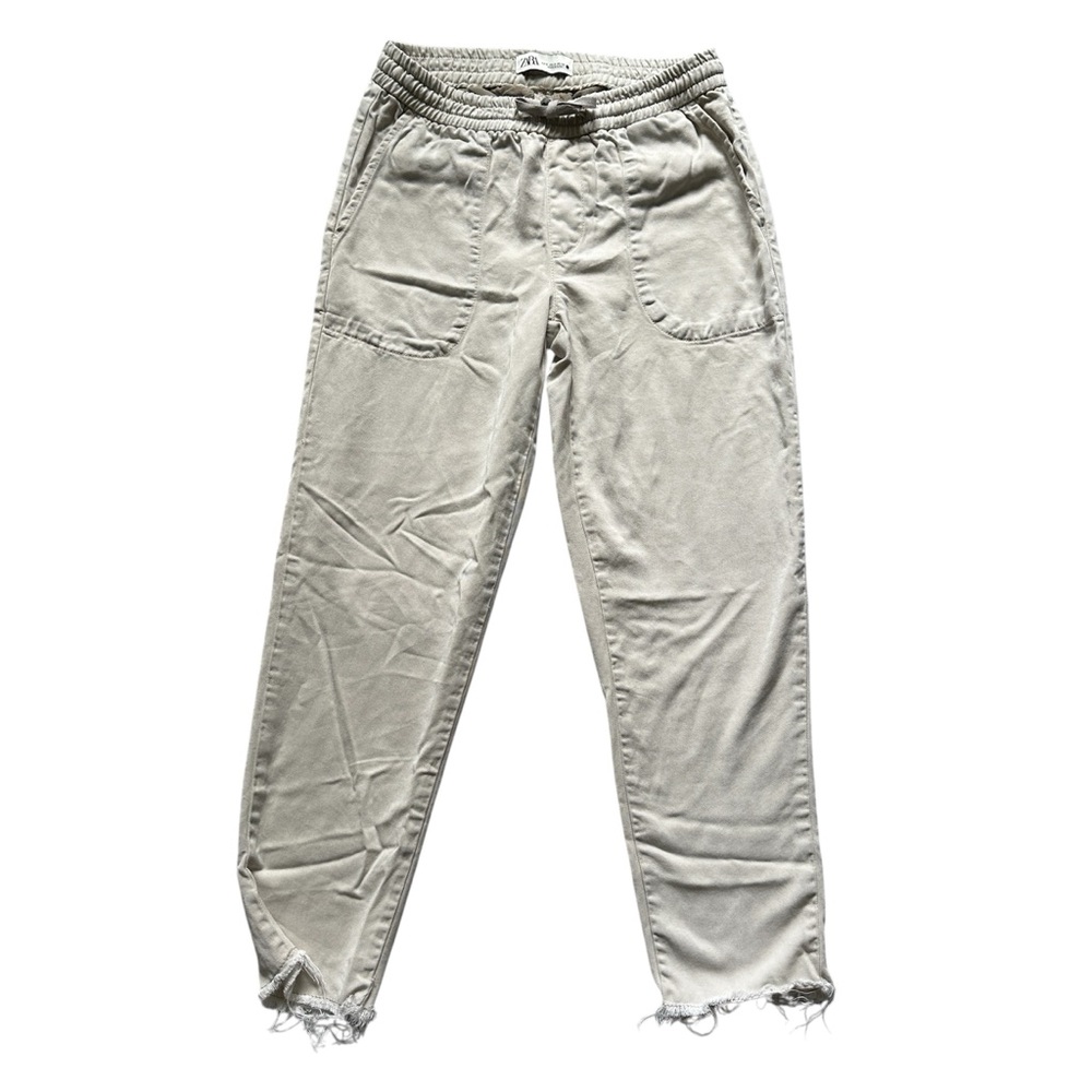 Zara Mid Rise Pull On Pants Khaki Beige Size‎ S